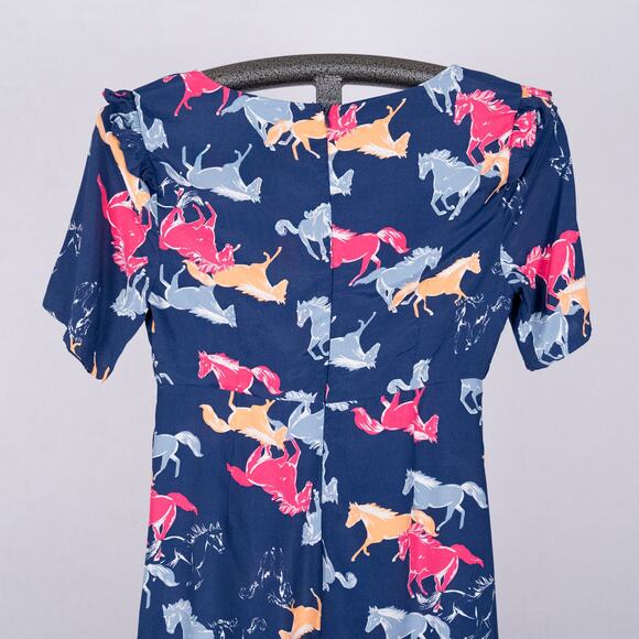 ModCloth Women's Size SMALL Neon Stampede Dress Ruffle Festival Western Skater - Picture 6 of 6